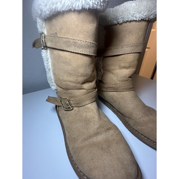 MICHAEL KORS Shyla Shearling Mid Calf Tan Faux Fur Boots Women's SIZE 5 - Picture 7 of 9